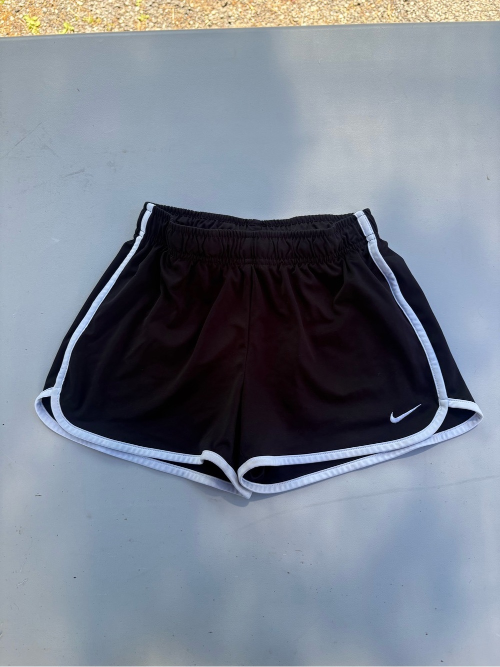 Nike Dri-Fit Black Athletic Shorts with White Piping